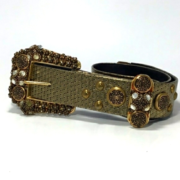 St. Maarten Vintage Gold studs jeweled belt Size S-M main image 6
